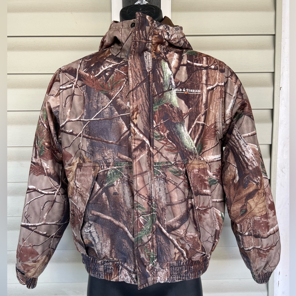 Field & Stream Youth Break-Up Camo Hooded Jacket Full Zip Size Large